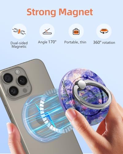 Magnetic Phone Grip Holder for i Phone – Adjustable Mag Safe-Compatible Finger Ring Stand with Fun Designs for Secure Selfies and Video Calls – Lightweight, Durable, and Removable Accessory to Elevate Your Smartphone Experience