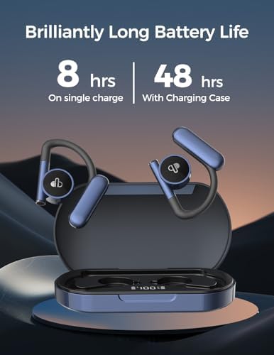 Revolutionary Open Ear Wireless Earbuds with Bluetooth 5.3 – Experience 48 Hours of Deep Bass Sound, IPX7 Waterproof Design for Active Lifestyles, Perfect for Running and Workouts – Enhanced Comfort and Compatibility for Uninterrupted Music Enjoyment