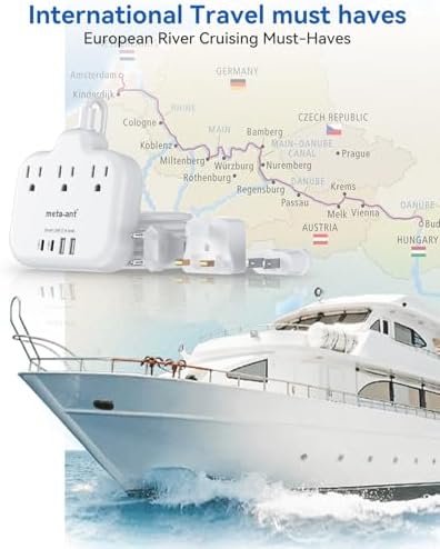 Ultimate Universal Travel Plug Adapter with PD30 W Fast Charging Hub – 3 Multi-Port Connectivity for International Travel, Featuring Dual USB-C & USB-A Outputs, 3 ft Extension Cord for Effortless Power in EU, US, UK, France & Spain – Perfect Solution for Global Adventurers Seeking Reliable Charging Options