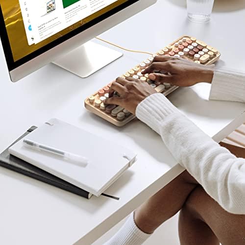 Illuminate Your Workspace with the Large Print Backlit Keyboard – Ergonomic USB Wired Multimedia Keyboard with Rainbow LED Lighting for Enhanced Comfort and Visibility on Windows PCs & Laptops