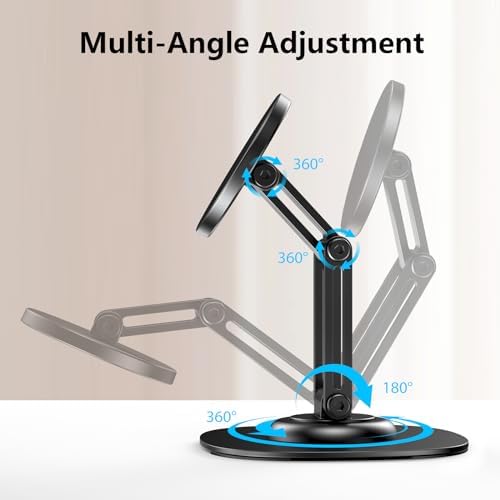 CreaDream Magnetic Phone Stand, MagSafe iPhone Stand Holder for Desk with 360° Rotating Metal Base, Foldable Cell Phone Stand Compatible with iPhone 16 15 14 13 12 Pro Max and MagSafe Case – Enhanced Compatibility and Speed