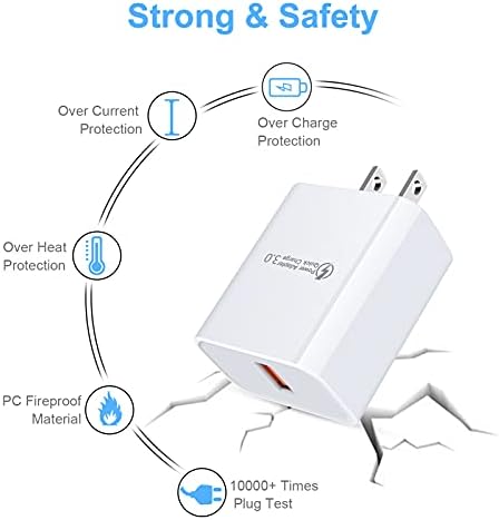 Rapid Charge USB Wall Charger – Quick Charge 3.0 Compact Power Block for i Phone & Samsung Galaxy – High-Speed Charging for Android Devices – Travel-Friendly Design with Safety Features – Universal Compatibility for LG, Moto & More