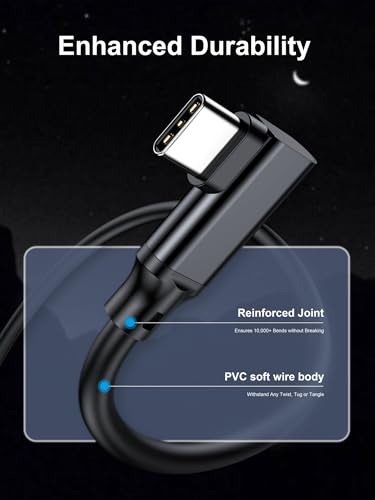 10 FT 90 Degree Right Angle USB C Male to Female Extension Cable – High-Speed USB 3.1 Gen 2, 10 Gbps Data Transfer, 100 W Power Delivery, 4 K Video Ready, Ideal for Mac Book Pro, i Pad Pro, Nintendo Switch, Dell XPS, Surface Go, PSVR2, and i Phone 15 – Ultimate Flexibility and Enhanced Durability for All Your Device Connections