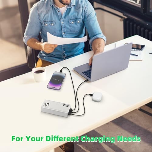 High-Capacity 50000 m Ah Fast Charging Power Bank – 65 W USB-C Portable Charger for Laptops, Phones & Tablets – Compatible with Mac Book, Dell, i Phone 14/13 – Stylish Blue Design for Ultimate Convenience and Reliability