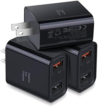 Costyle Dual Port USB Wall Charger – 3 Pack 30 W Quick Charge 3.0 Power Adapter for i Phone 12/11/XR/X/SE & Samsung Galaxy S9/S10/S20 – Compact Fast Charging Solution with Overheat Protection for Home & Travel