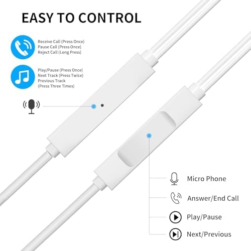 Premium Wired Earbuds with Microphone – 6 Pack of Heavy Bass In-Ear Headphones for Superior Sound Quality, Noise-Blocking Design & User-Friendly Control, Compatible with All 3.5 mm Jack Devices – Perfect for Music Lovers & On-the-Go Professionals