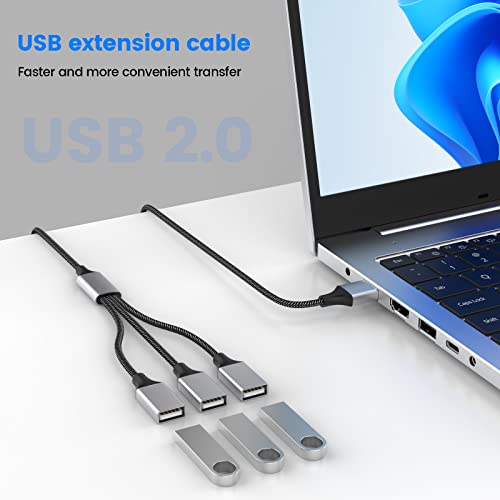 Fidioto 6.6 ft USB Extension Cable Splitter – Expand Your Connectivity with 1 Male to 4 Female Ports for Effortless Data Transfer and Charging – Ideal USB Hub Adapter for Printers, Keyboards, Flash Drives, Play Station, Laptops, and More, Ensuring Superior Compatibility and High-Speed Performance for All Your Peripheral Devices