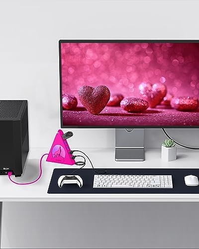 Elevate Your Connectivity Game with the Joy Reken 7-Port USB 3.0 Hub – High-Speed Data Transfer, Vertical Design with RGB Lighting, Ideal for PC, Mac, Laptop, PS5, Xbox, and More – 5 Gbps Performance with 2 FT Extension Cable for Optimal Placement and Style