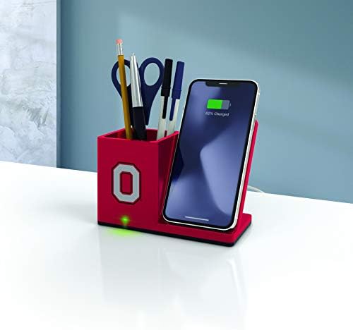 NCAA Unisex Fast Wireless Charging Stand & Desk Organizer – Stylish Multi-Device Charger for Sports Enthusiasts, Efficient Workspace Solution with Built-in Accessory Compartments