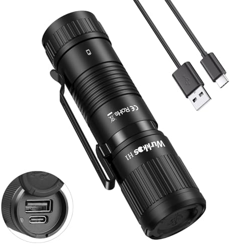 Wurkkos H1 Ultra-Fast Charging 5000 m Ah Portable Power Bank with Clip & Flashlight – Versatile USB-C Battery Charger Compatible with 18650/21700 Cells for Ultimate Convenience on the Go