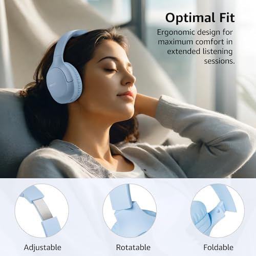 TOZO Bluetooth 5.4 Over-Ear Headphones – Unmatched 70-Hour Playtime, Tailored EQ for Personalized Audio Experience, Rich Deep Bass for Immersive Sound, Travel-Friendly Foldable Design, Integrated Microphone for Clear Voice Calls & Ultra-Low Latency for Flawless Streaming – Advanced Noise Cancellation & Broad Compatibility Options