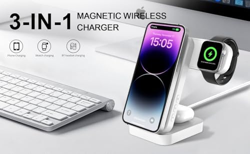 3-in-1 Wireless Charging Dock for Apple Watch, i Phone, and Air Pods – Fast, Efficient Multi-Device Charger Station for Enhanced Compatibility (Black)