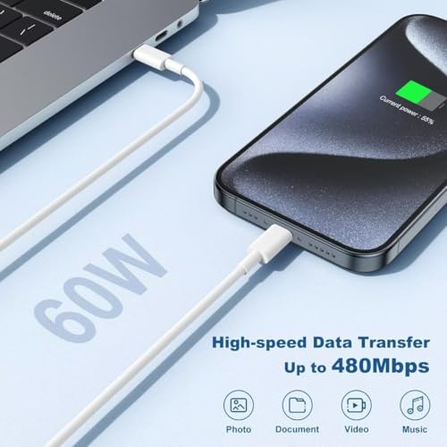 Enhanced Speed and Versatility: Dual-Pack Fast Charging i Phone Charger with 6 FT USB-C to Lightning Cable – Compatible with i Phone 14 Pro Max, 14 Plus, 13 Pro, 12 Mini, 11, XS, XR, X & i Pad – Efficient Power Delivery for Home and Travel