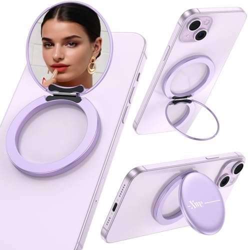 Cell Phone Stand Compatible with Magsafe Mirror Mount [Anti-Scratch & Portable] Girls Women Magnetic Travel Makeup Mirror Desk Fits for iPhone 16/15/14/13/12 Plus Pro Max (Pink) – Enhanced Compatibility and Speed