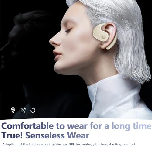 Elevate Your Gaming and Fitness Audio with URIZONS Wireless Over-Ear TWS Earhooks – Superior Low-Latency Earbuds for Unmatched Sound Clarity – Stylish Beige Design with Portable Charging Case for Ultimate Comfort and Connectivity on the Go