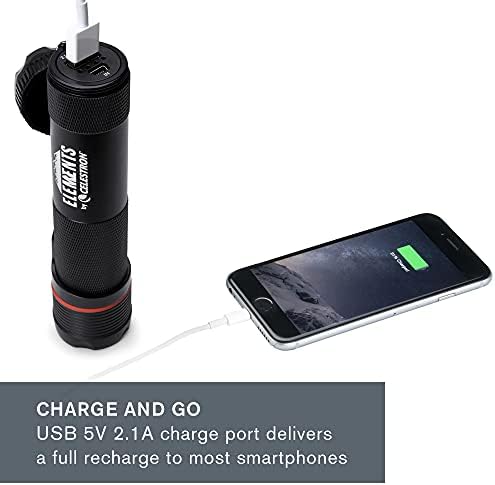 Celestron Power Tank Glow 5000: Ultimate Portable USB Rechargeable Power Bank & Red Astronomy Flashlight with 5000 m Ah Capacity – Essential Accessory for Stargazers and Outdoor Enthusiasts – Includes Secure Silicone Mount Straps for Enhanced Device Compatibility and Night Vision Preservation