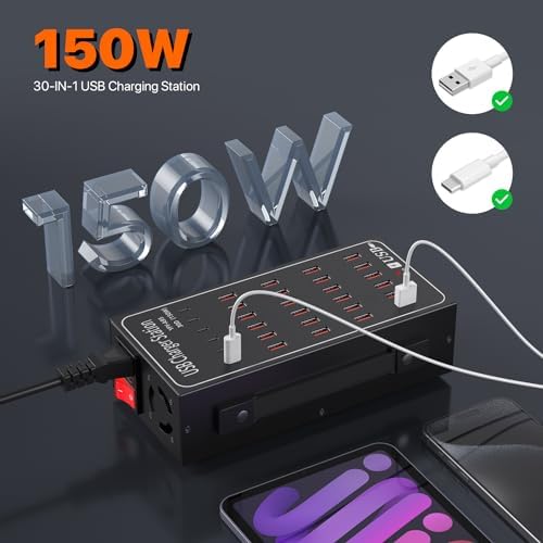 Ultimate 12-Port USB C Charging Station – 60 W Multi-Device Power Hub with 10 USB-C and 2 USB-A Ports for Fast Charging of i Phone, i Pad, Samsung, Google Pixel, Smartwatches, and Headphones – Compact Design for Home, Office, or Travel – Smart Technology for Optimal Power Delivery and Enhanced Compatibility