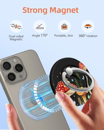 Tycamp Vintage Floral Magnetic Phone Grip – Chic Mag Safe-Compatible Ring Holder for i Phone 16/15/14/13/12 Series – Adorable & Practical Phone Stand for Women and Girls – Superior Grip for Safe Handling & Effortless Selfie Capture