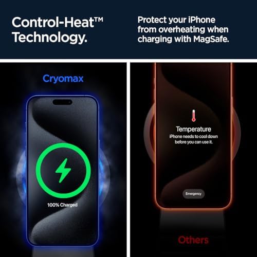 Experience next-level charging with the Spigen One Tap Pro 3 Cryomax (Mag Fit) Qi2 Wireless Charger, featuring a powerful 15 W output and advanced cooling technology. This sleek black Mag Safe compatible charging stand is tailored for i Phone models 12 through 16, ensuring effortless alignment and secure attachment. Engineered for efficiency, it boasts an integrated cooling fan to prevent overheating during rapid charge cycles, extending your device’s lifespan. The innovative sleep-friendly light provides a gentle glow for unobtrusive night charging, making it ideal for bedrooms or offices. Elevate your tech setup with this high-quality, durable accessory, designed for both style and functionality. Enjoy peace of mind with enhanced compatibility and rapid power delivery, all while maintaining optimal device temperature. Transform your charging routine with the Spigen One Tap Pro 3 Cryomax, where performance meets convenience.