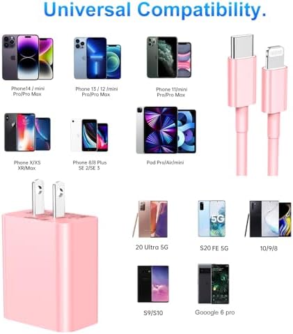 Dayaoncy 20 W USB-C Wall Charger Duo with 10 ft MFi Certified Lightning Cables – Fast Charging Kit for i Phone 14/13/12/11/Xs Max/XR – Ultimate Speed & Convenience for Apple Devices – Reliable, Durable & Portable Charging Solution