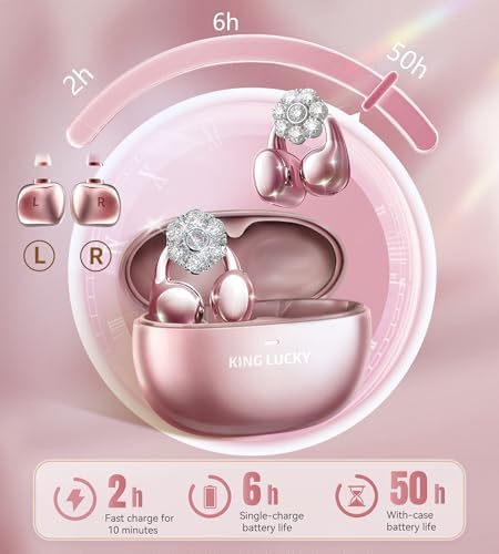 Chic Wireless Bluetooth 5.4 Earbuds with Fashionable Detachable Flower Earrings – Stylish Open Ear Headphones for Women, Waterproof IPX5 Rated, 50-Hour Playtime, Ideal for Festivals, Parties, and Unique Gift Giving (White)