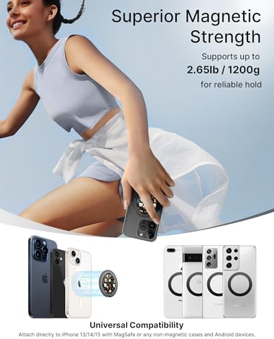 typecase Folding Phone Stand: Foldable Smartphone Holder for Desk – Ultra Thin Adjustable Kickstand – Magnetic Phone Grip Home Desk Accessories Compatible with Phone Tablets – Enhanced Compatibility and Speed