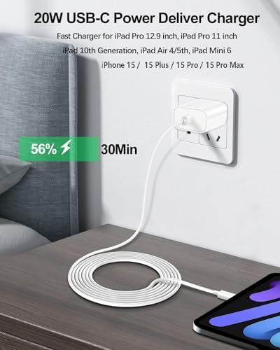 Ultimate 20 W Power Delivery Dual Pack: Fast Charging Type C Wall Charger Set for i Phone 16/15, i Pad Pro, and Air Pods Pro – Includes Two 10 FT USB-C Cables for Maximum Flexibility and Performance – Compact, Efficient Charging Solution for Home and Travel