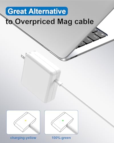 Ultra-Fast 96 W Mac Book Pro Charger with 6.6 ft Magnetic USB-C Cable – Compatible with 2021-2025 Mac Book Pro 14″/16″ & Mac Book Air 13″/15″ Models – Magnetic Connection for Secure Charging & Armor-Weave Durability – Lightning Speed Power Boost for M1/M2/M3/M4 Chipsets – 365-Day Warranty for Peace of Mind