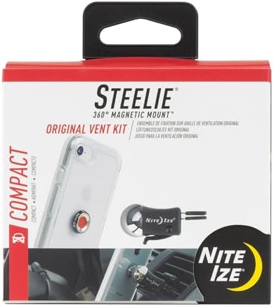 Nite Ize Steelie Original Vent Kit – Premium Magnetic Phone Mount for Effortless Car Vent Attachment – Versatile Hands-Free Holder with Neodymium Magnets – 360-Degree Rotation for Navigation and Calls – Essential Portable Car Accessory for Smartphones and Cases – Enhance Safety and Connectivity on the Road