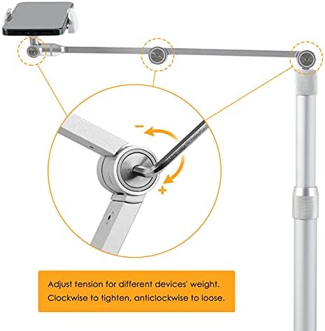 Transform Your Workspace with the Viozon 360-Degree Adjustable Overhead Stand – Premium Aluminum Holder for Smartphones & Tablets (3.5-11″) – Compatible with i Phone, i Pad Pro, Samsung, Nexus – Ergonomic Design for Enhanced Comfort and Stability – Perfect for Video Conferencing, Streaming, and Effortless Multitasking