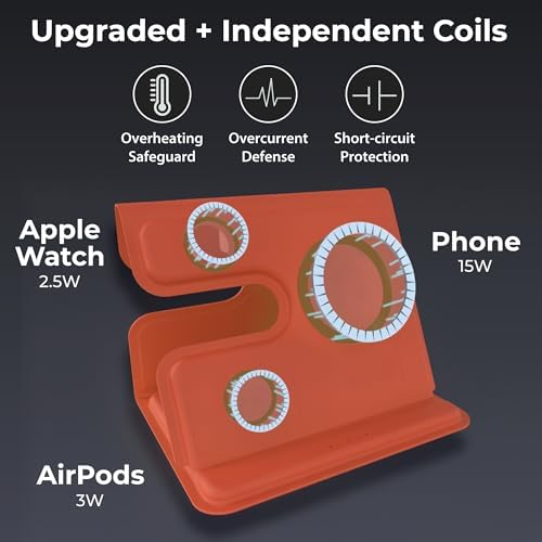 BLACK+DECKER 3-in-1 Wireless Charging Station for Apple Devices – Foldable Travel Charger Compatible with i Phone 16/15/14/13 Pro Max, Apple Watch, and Air Pods – Fast Charging, Enhanced Compatibility, Ideal for On-the-Go Users