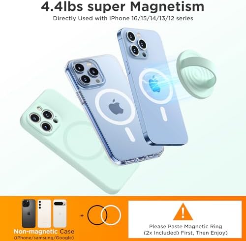 Upgraded Magnetic Phone Grip for i Phone: Premium Silicone Loop Holder with Mag Safe Compatibility – Ergonomic 360-Degree Stand, Non-Slip Design in Sleek Black for Enhanced Comfort and Secure Handling on i Phone 16/15/14/13/12 Pro Max/Plus