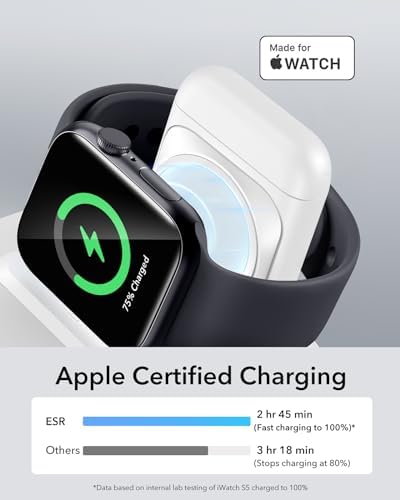 ESR Qi2 All-in-One 3-in-1 Charging Station for Apple Devices – Fast 15 W Mag Safe Charger, Certified Apple Watch & Air Pods Power Hub, Ideal Travel Companion for i Phone 16/15/14/13/12 Series, Sleek Black Design with Travel Bag Included – Maximizing Efficiency and Style