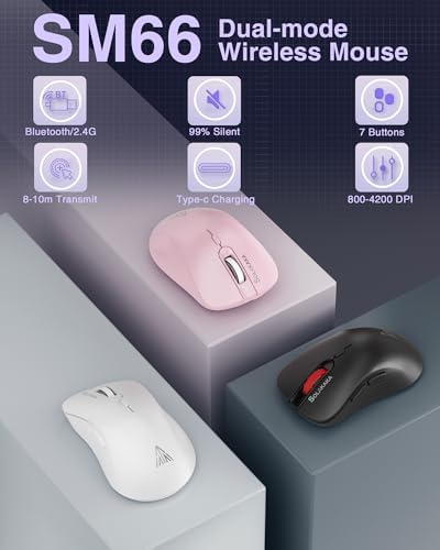 Experience Seamless Precision with the SM66 Green Silent Dual Mode Wireless Mouse – Ergonomic, Rechargeable, and Adjustable DPI Up to 4800 for Ultimate Flexibility in Bluetooth & Wireless Connectivity!