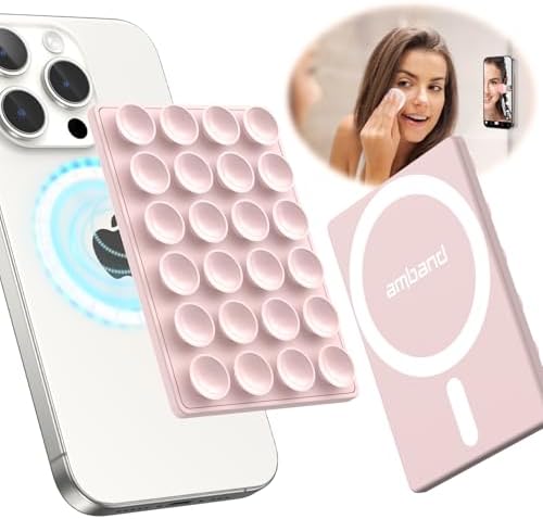 Mag Safe Sticky Octo Suction Buddy Phone Mount – Versatile Hands-Free Magnetic Phone Grip for i Phone | Trendy White Design with Adapter Ring | Unmatched Stability & Convenience for Active Lifestyles | Ideal Gift for Moms and Women Enthusiasts