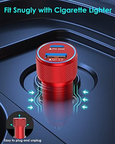 i Phone 14 Dual Port Fast USB C Car Charger | Apple MFi Certified 38 W Quick Charge Adapter with 2 Lightning Cables | Sleek Metal Design for Optimal Durability and Compatibility with i Phone 14, 13 Pro Max, Mini, 12, 11 & Air Pods | Reliable On-the-Go Power Solution for Busy Lifestyles