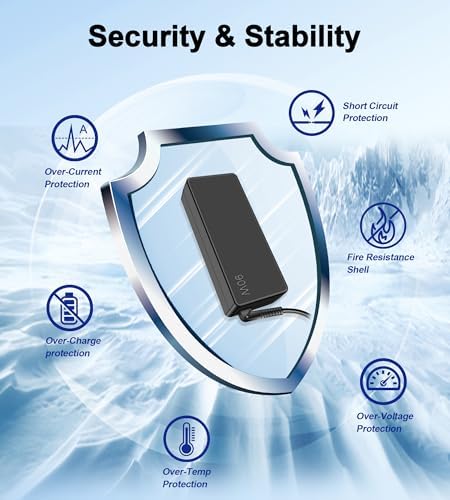 Ultimate 90 W Lenovo Laptop Charger – Rapid Power Adapter for Think Pad, Ideapad & Yoga Models – Unmatched Efficiency and Portability for Professionals and Students – Safeguarded Against Overheating with Robust Construction