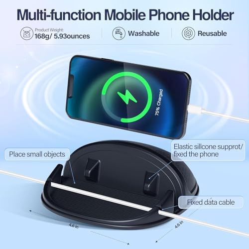 Loncaster Universal Dashboard Car Phone Holder Mount – 2 Pack Ultra-Stable Silicone Cradle for Hands-Free Use, Compatible with i Phone & Most Smartphones, Effortless Installation, 360-Degree Viewing Angles, Essential Car Accessory for Safe Navigation and Calls