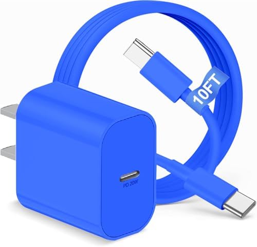Elevate Your Charging Experience with the 20 W USB-C Power Adapter & 10 ft Type C Cable – Perfectly Engineered for i Phone 16/15, i Pad Pro, and Air Pods – Compact Wall Charger for Accelerated Power Delivery and Unmatched Portability – Superior Charging Speed for All Your Apple Devices on the Go