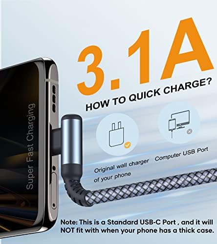 sweguard 10 FT Right Angle USB Type C Charger Cable – Durable Nylon Braided 2-Pack for i Phone 15/16 Pro Max & Samsung Galaxy Models – Enhanced Fast Charging & Tangle-Resistant Design for Ultimate Convenience and Performance