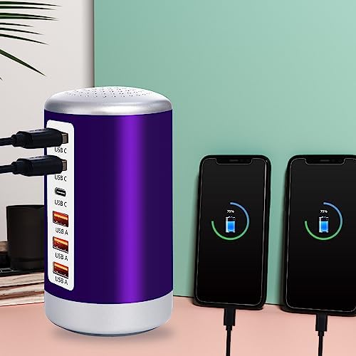 Power Up in Style: Universal 6-Port USB Charging Hub with Smart Identification Technology for i Phone, i Pad, and More – Compact, Fast Charging Station in Elegant Purple Finish for Home and Office Use
