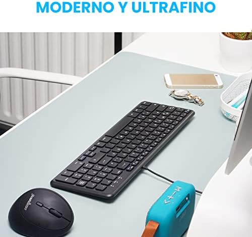 Whisper-Quiet Perixx PERIBOARD-213 W USB Scissor Keyboard – Compact Spanish QWERTY with Numeric Keypad for Enhanced Productivity – Perfect for Home and Office Use
