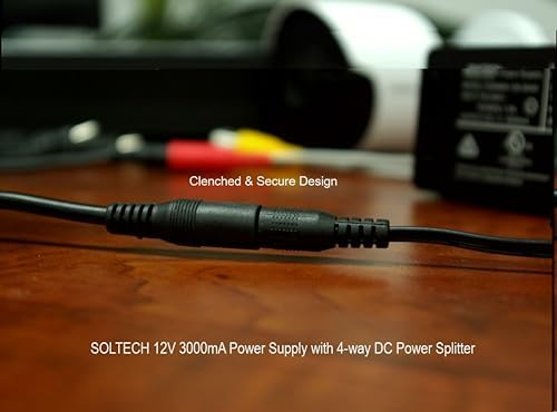 Universal Security Camera Power Supply Adapter with 4-Way Splitter – Reliable 12 V 3 A Power Source for CCTV Systems – Compatible with Samsung Wisenet, Lorex, Night Owl, Swann, Qsee – UL Listed for Optimal Safety and Performance – Streamline Your Surveillance Setup with Enhanced Connectivity and Stability