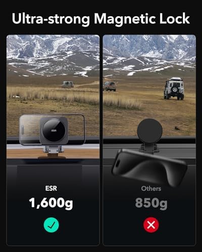 Revolutionize Your Drive with the ESR Qi2 15 W Mag Safe Car Mount Charger – Effortless Fast Wireless Charging for i Phone 12-16 & S25, Secure Magnetic Hold for Dashboard/Windshield, Stylish Black Design, Ultimate Convenience and Enhanced Compatibility