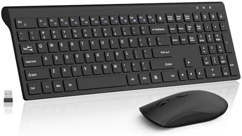 Ultra-Slim 2.4 G Wireless Keyboard with Numeric Keypad – Silent Ergonomic Design for Effortless Typing on PC & Mac, Plug-and-Play USB Receiver, Scissor Switch Technology for Enhanced Comfort and Speed