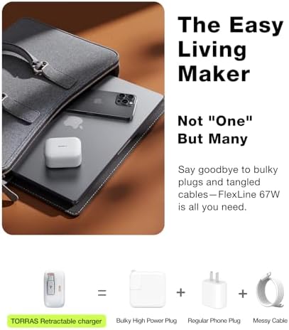 Experience Maximum Efficiency with TORRAS Flex Line 40 W Dual-Port USB-C Charger Block for Galaxy Z Fold 7 – Fast Charging Power Adapter with Retractable Cable, Ideal for i Phone 15/16 & Samsung Galaxy S25/S24 Ultra, Sleek Gold Finish for Ultimate Style and Portability