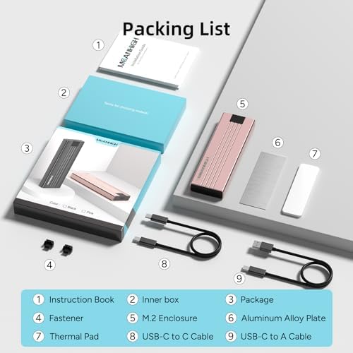 High-Speed M.2 NVMe SSD Enclosure – Tool-Free USB 3.2 Gen 2 Adapter for 2242/2260/2280 Drives, Supports M & B&M Keys, Up to 8 TB Storage Capacity – Effortless External Solid State Drive Solution with Enhanced Data Transfer Speeds and Durability
