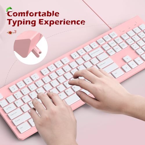 Upgrade Your Typing Experience with the Spill-Resistant USB Wired Keyboard – Low Profile Chiclet Keys, Large Number Pad, and Ergonomic Design for Enhanced Comfort and Speed – Perfect for Professionals and Home Users (Black)