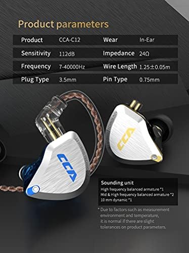 Elevate Your Sound Experience with CCA C12 Hybrid IEM Earphones – 5 Balanced Armature & 1 Dynamic Driver Design for Audiophiles, Musicians, and DJs – Superior Noise Isolation, Enhanced Compatibility, and Ergonomic Comfort for Extended Use