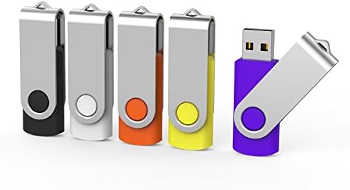 Colorful 5-Pack Aiibe 128 GB USB Flash Drives – High-Speed USB 2.0 Memory Sticks for Effortless File Transfers and Dynamic Data Storage Solutions in Black, Red, Yellow, White, and Purple